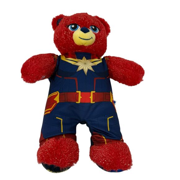 Build a Bear Captain Marvel Plush Red Glitter Bear Superhero Stuffed Animal 16" - Picture 15 of 15